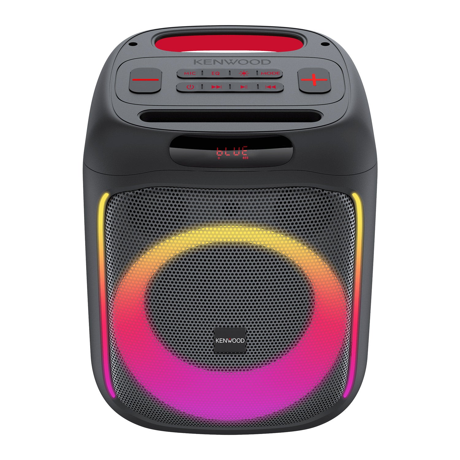 KENWOOD Party Wireless Speaker AS-P200BT - Front Yellow Red Pink Display