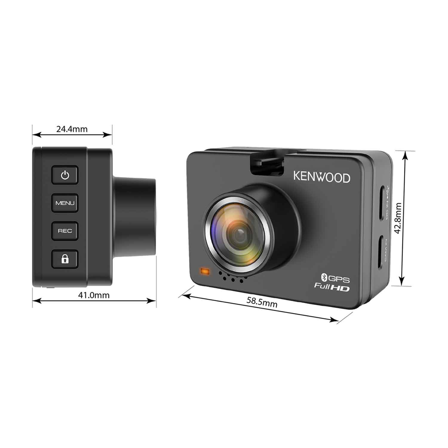 DRV-A310W KENWOOD Compact Dash Cam - Dimensions