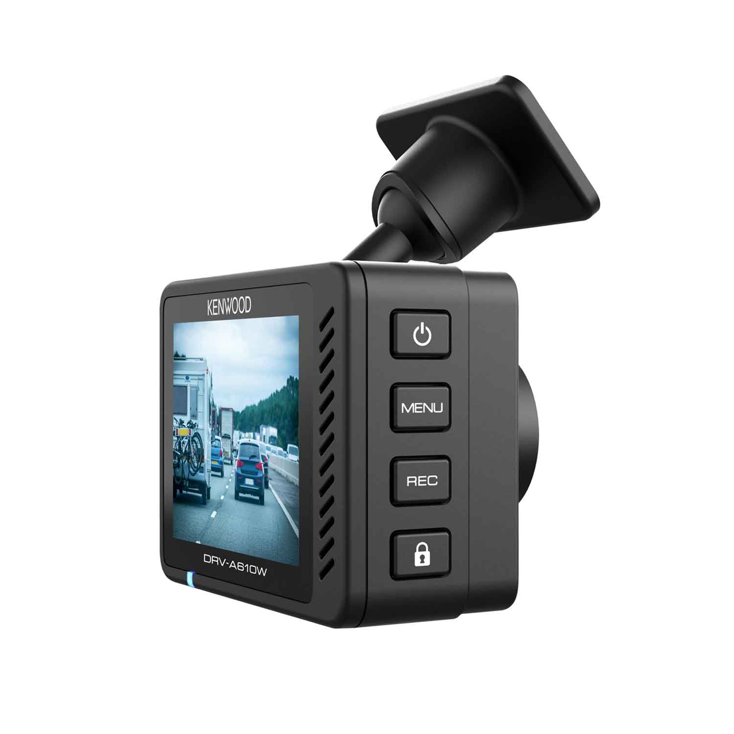 DRV-A610W 4K Ultra-HD dash camera display & buttons