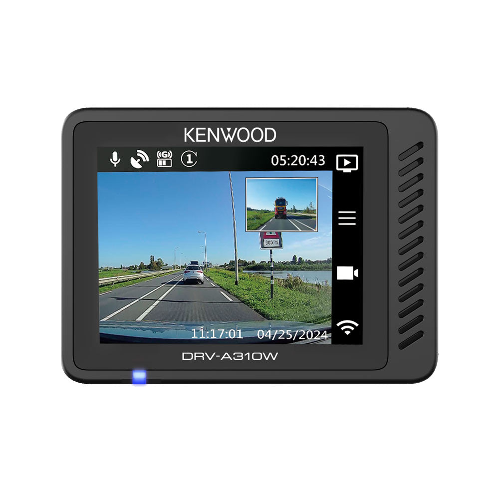 KCA-R110 & DRV-A310W front & rear dash cam view