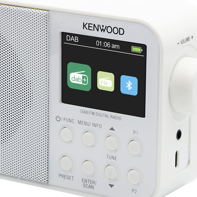 CR-M30DAB-W KENWOOD Portable DAB Radio with Bluetooth Audio Streaming