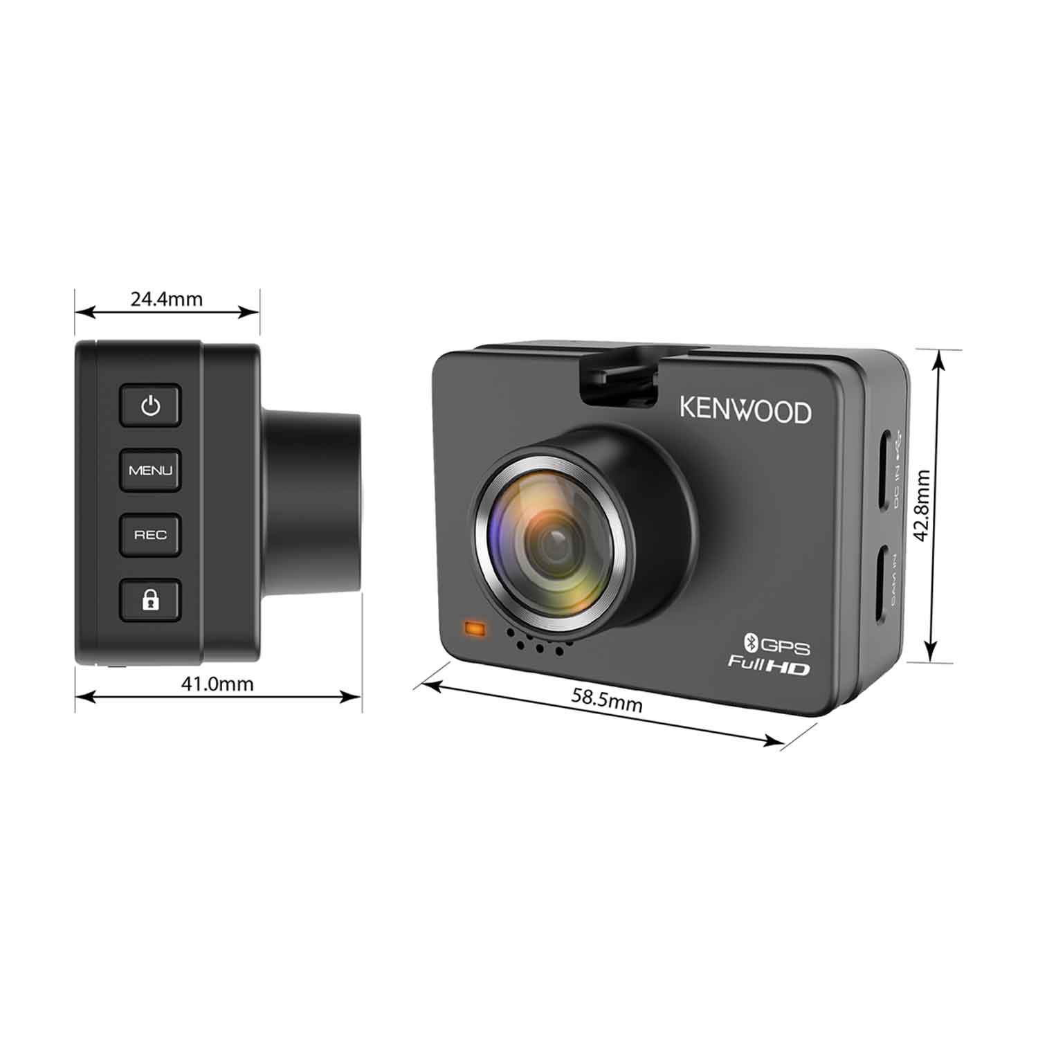 DRV-A310W KENWOOD Compact Dash Cam - Dimensions 