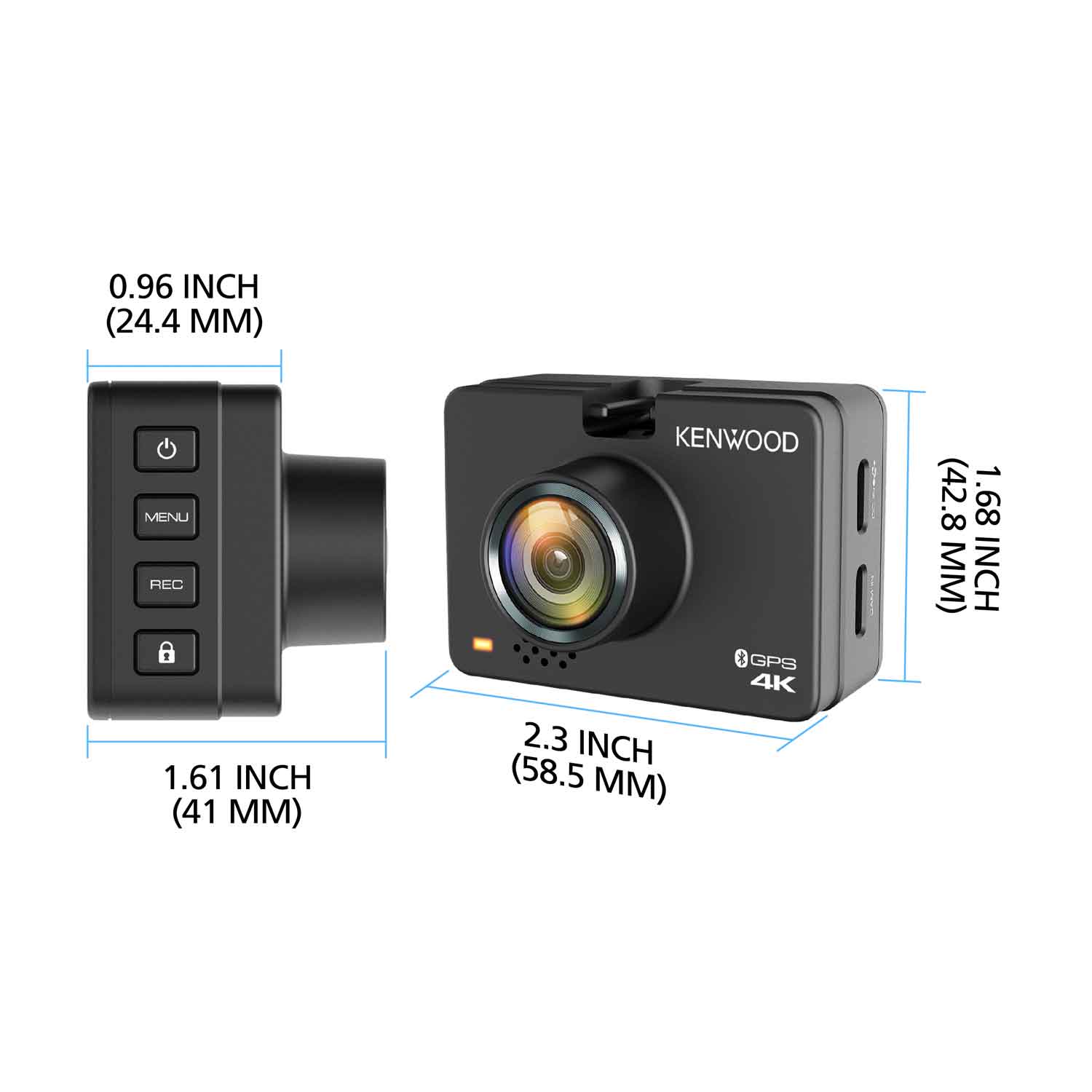 DRV-A610W 4K Ultra-HD dash camera dimensions