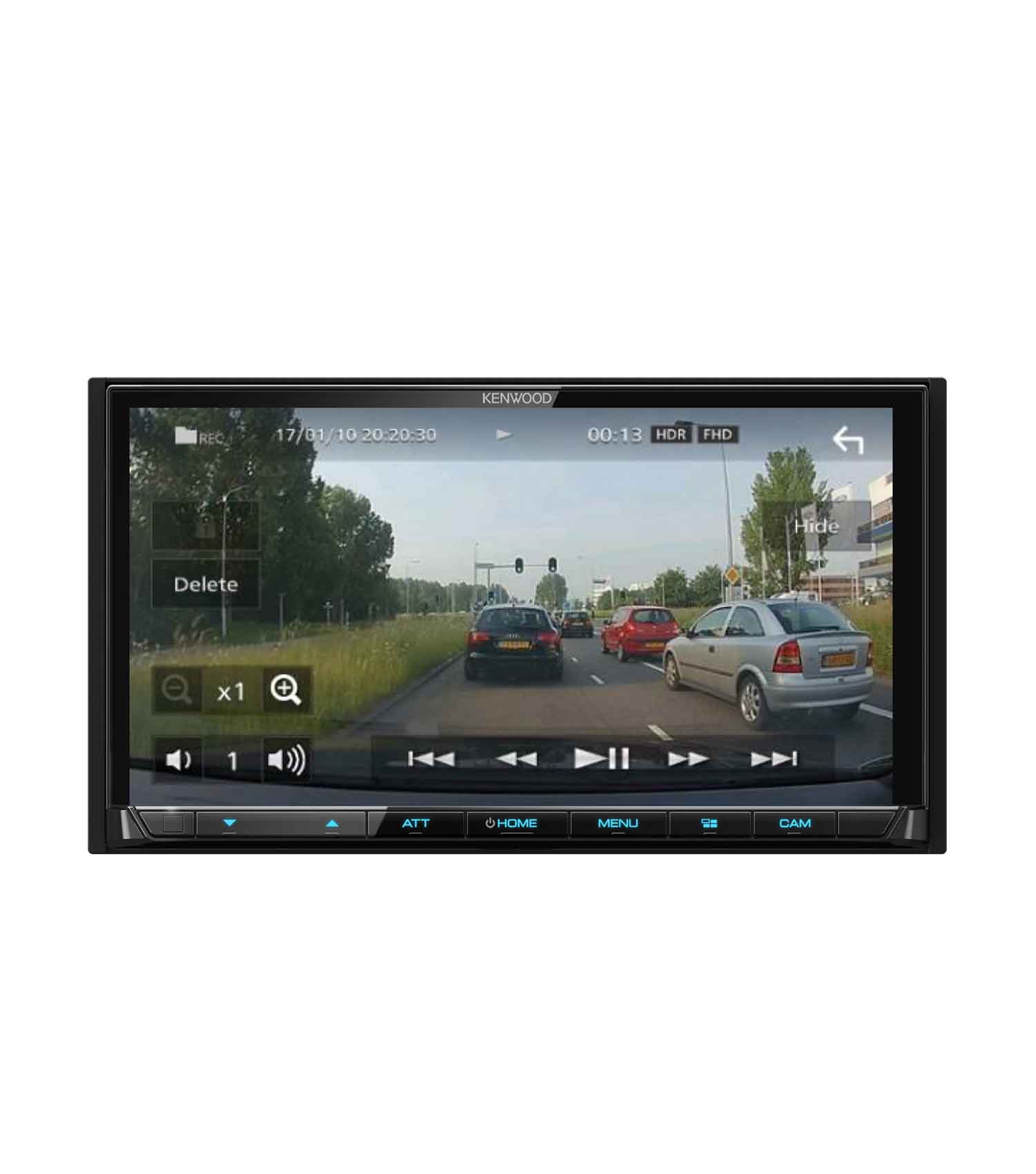 DRV-N520 dash cam displayed on DMX8021DABS