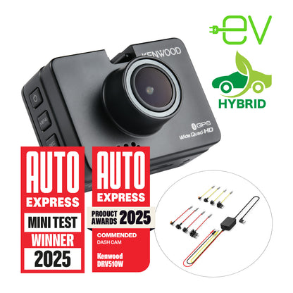 DRVA510WCA NEW EV/Hybrid Vehicle - Compact 2K Wide Quad-HD Dash Cam, Auto Stop/Start Hardwire Kit, 32GB SD-Card Bundle