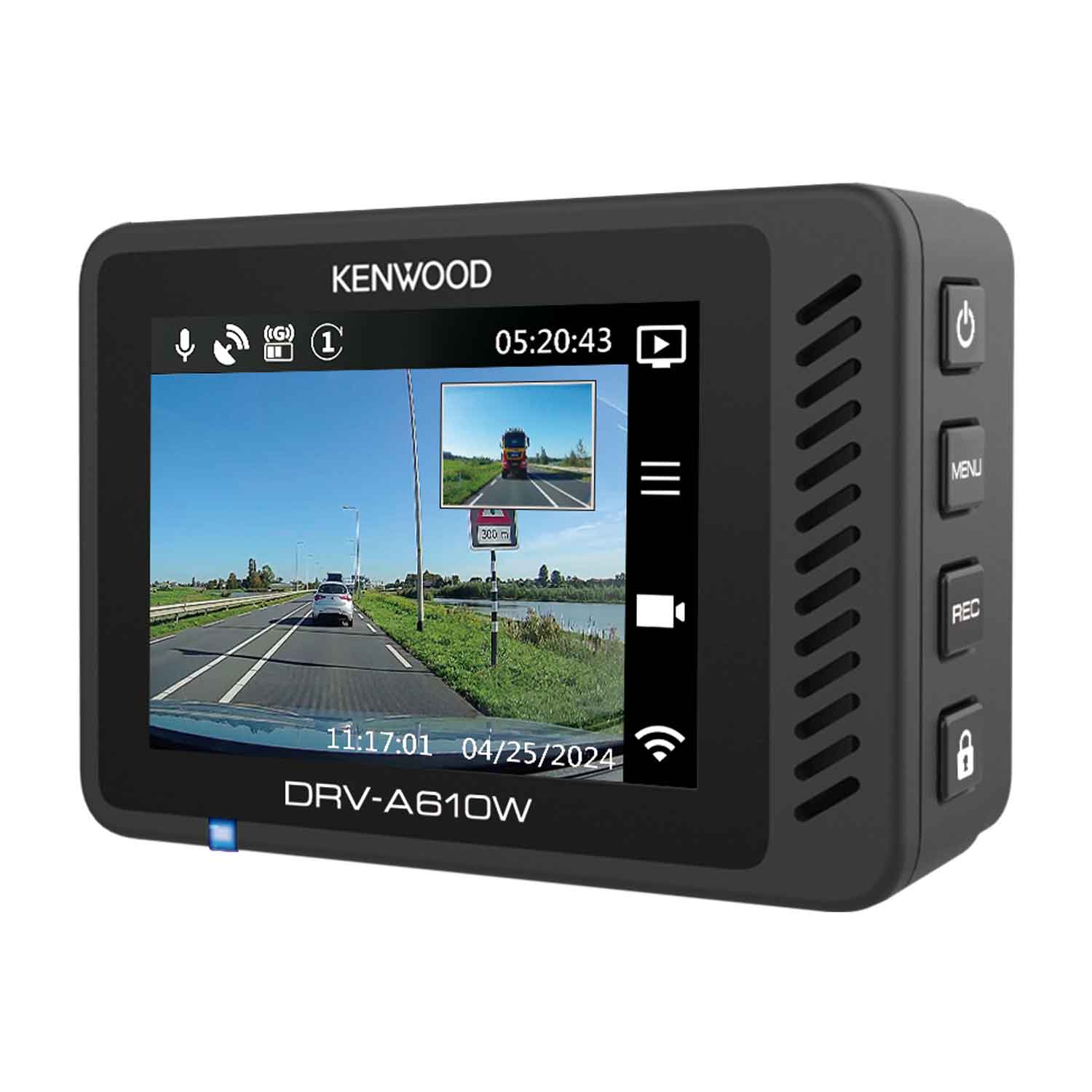 DRVA610R210 front &amp; rear dash cam bundle - DRV-A610W display